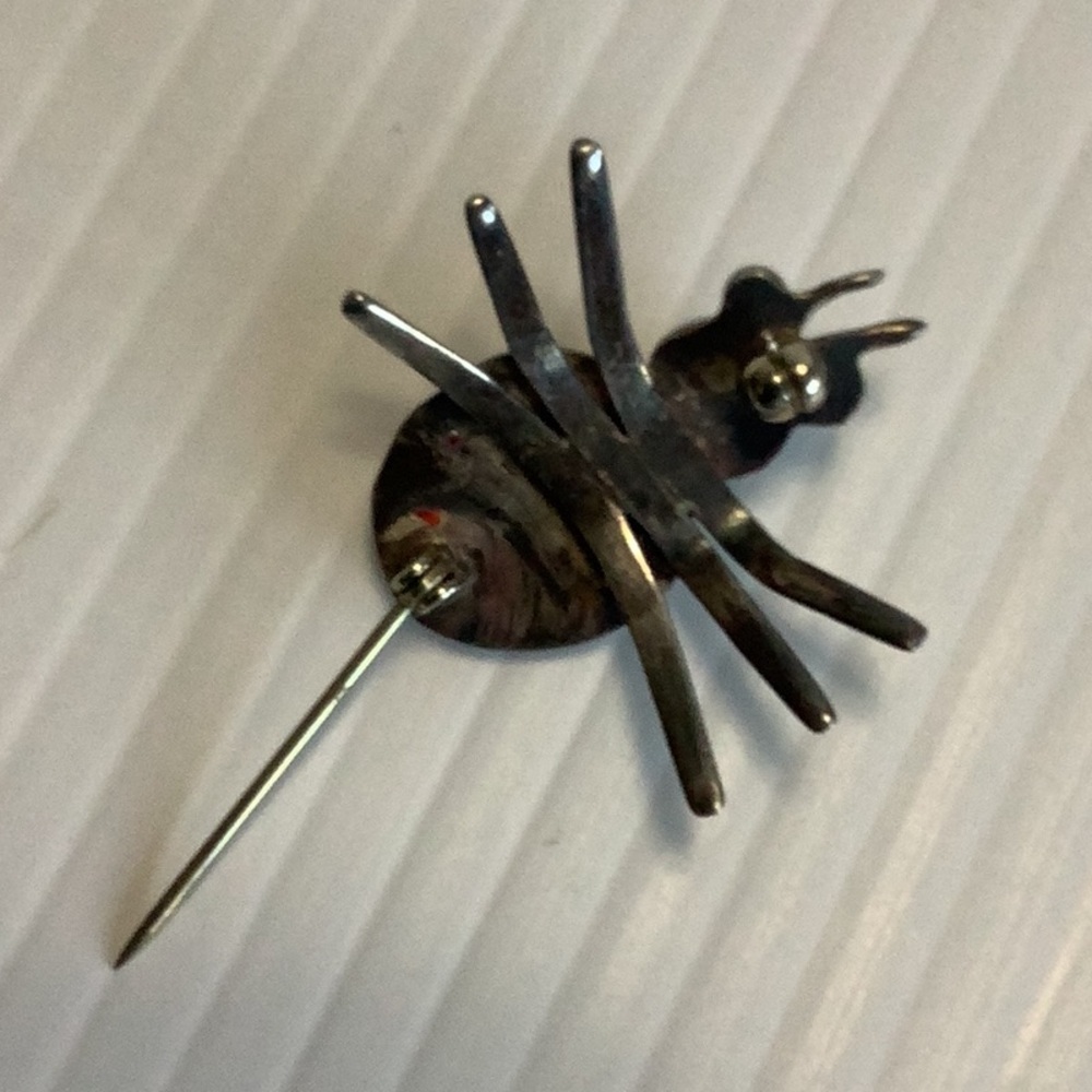VINTAGE Native Southwest Sterling Silver Turquoise Ladybug Insect Brooch Pin EUC - Picture 15 of 16